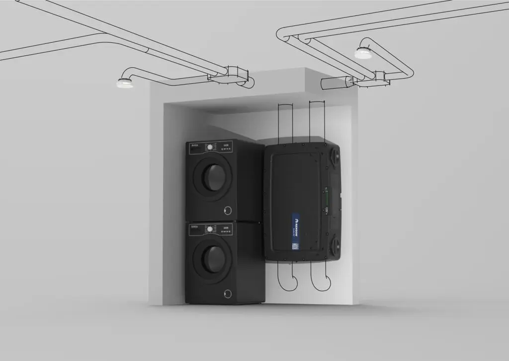 Sistema VMC de doble flujo con recuperación de calor Renson Flux Go Flat instalado en vivienda